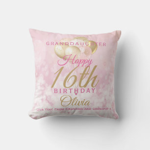 Glamourous Granddaughter 16th Birthday Balloon Cushion