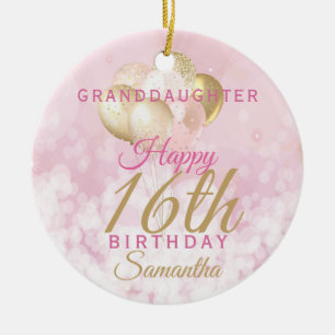Glamourous Granddaughter 16th Birthday Ceramic Ornament