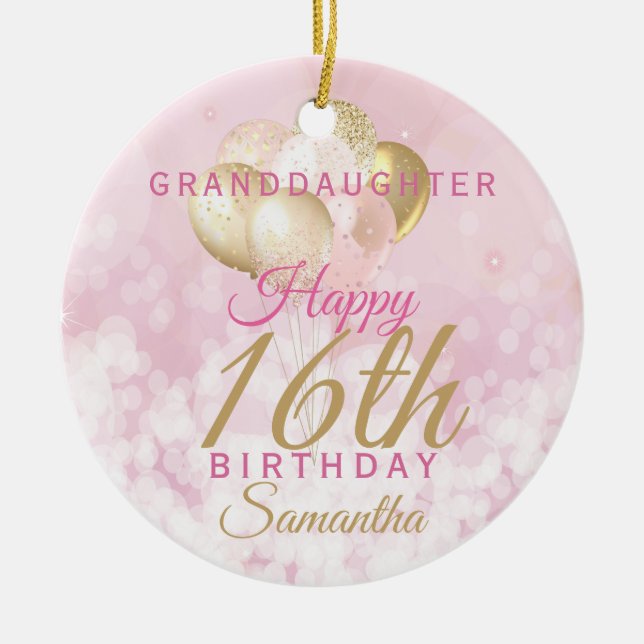 Glamourous Granddaughter 16th Birthday Ceramic Ornament (Front)