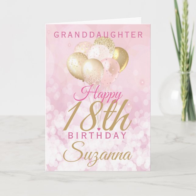 Glamourous Granddaughter 18th Birthday Balloon Card (Front)