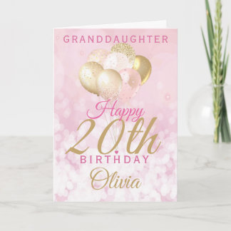 Glamourous Granddaughter 20th Birthday Balloon Card