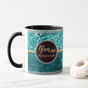Glamourous Grandma Glam-ma Blue Green Gold Names Mug