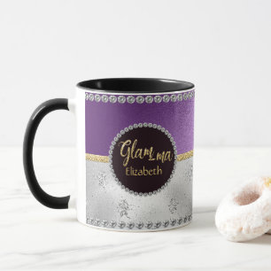 Glamourous Grandma Glam-ma Purple Gold Silver Name Mug