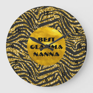 Glamourous Grandma Gold Black Animal Print Glam-ma Large Clock