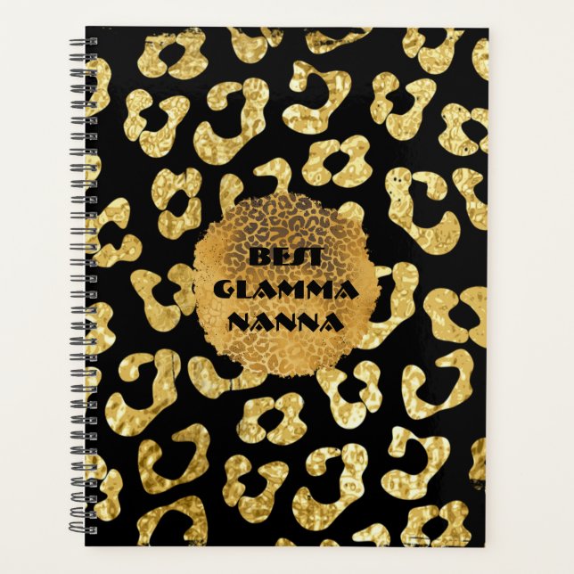 Glamourous Grandma Gold Black Animal Print Glam-ma Planner (Front)