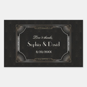 Glamourous Great Gatsby Gold Art Deco Wedding Rectangular Sticker