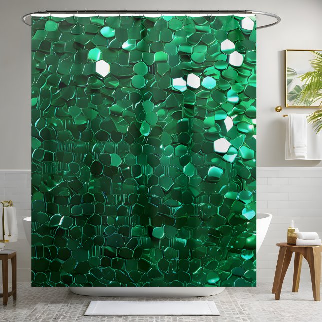 Glamourous Green Sequin Shower Curtain (Creator Uploaded)