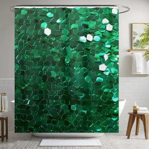 Glamourous Green Shimmer Sequin Shower Curtain