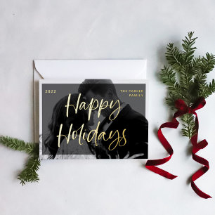 Glamourous Greetings   Dark Overlay and Photo Foil Holiday Postcard