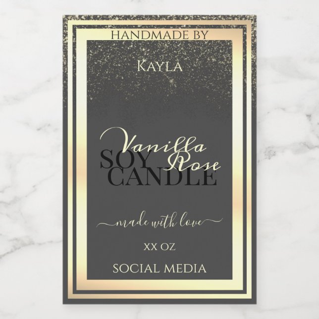 Glamourous Grey Product Packaging Labels Gold Fram (Single Label)
