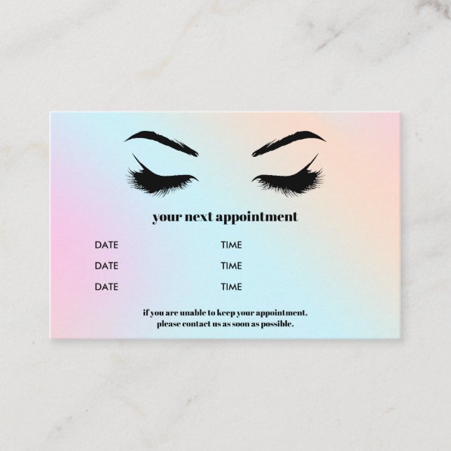 Glamourous Holographic Browbar Eyelash Luxury Business Card (Front)