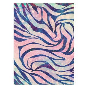 Glamourous Holographic Glitter Blue Zebra Stripes Tablecloth