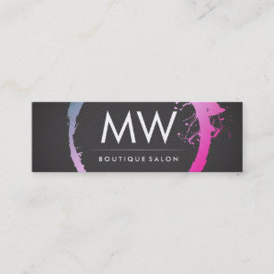 Glamourous Hot Pink Blue Brushed Monogram Mini Business Card