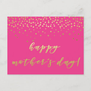 Glamourous Hot Pink & Gold  - Happy Mother's Day Postcard