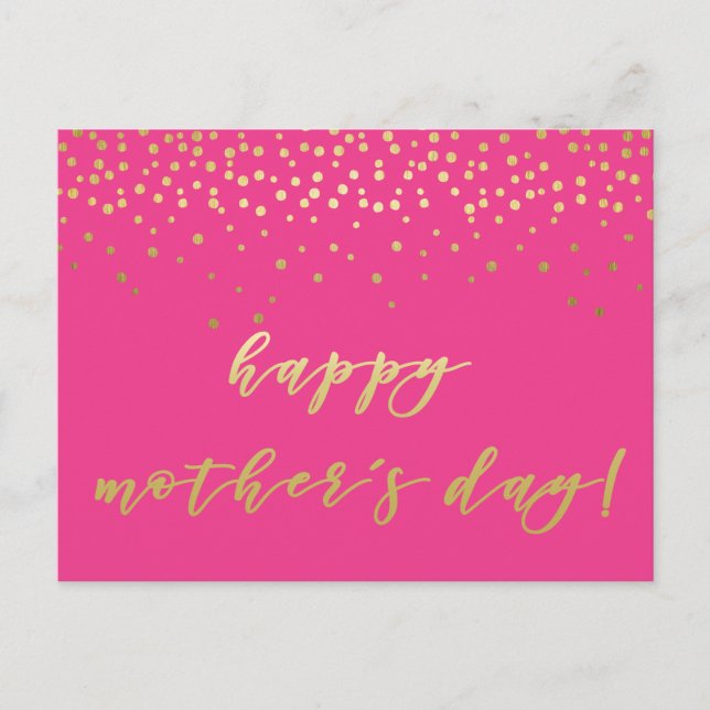 Glamourous Hot Pink & Gold  - Happy Mother's Day Postcard (Front)