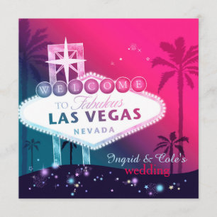Glamourous Hot Pink Las Vegas Wedding Invitation