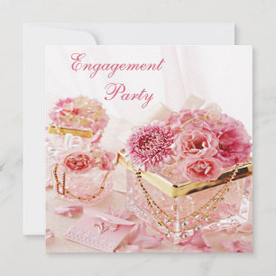 Glamourous Jewels, Flowers & Boxes Engagement Part Invitation