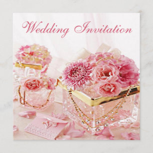 Glamourous Jewels, Flowers & Boxes Wedding Invitation
