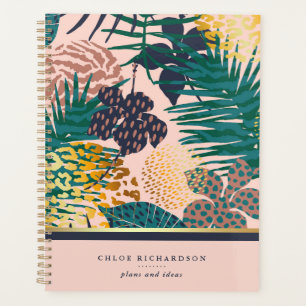 Glamourous Jungle Blush and Gold Tropical Patter Planner