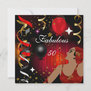 Glamourous Lady Fabulous 50 Fifty Birthday Party 2 Invitation