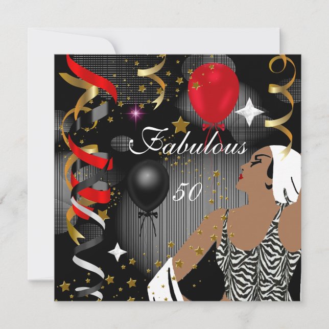 Glamourous Lady Fabulous 50 Fifty Birthday Party 3 Invitation (Front)
