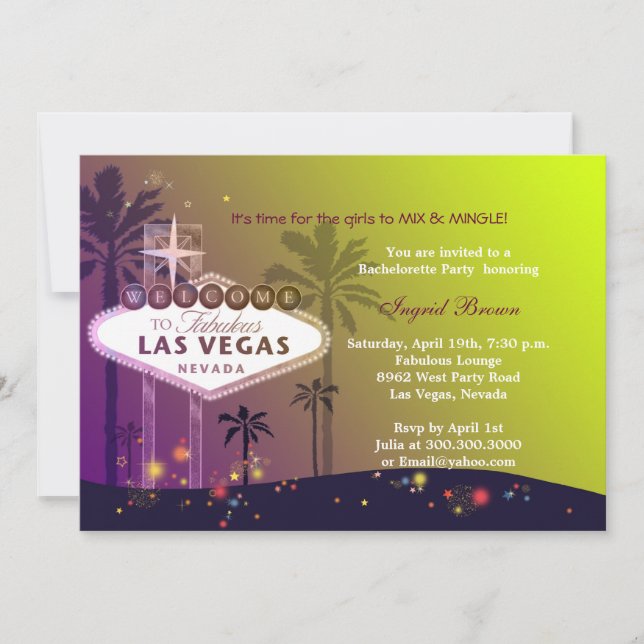Glamourous Las Vegas Fun Bachelorette Party Invitation (Front)