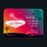 Glamourous Las Vegas Wedding Thank You Magnet<br><div class="desc">Chic, fabulous Las Vegas strip sign beautiful stars and palm tree silhouettes rainbow coloured background illustrated on custom Wedding Thank You Flexi Magnets. Create super fabulous & memorable gifts for your special wedding guests by customising the colourful magnets with your own wording! ((You can find the matching wedding essentials &...</div>