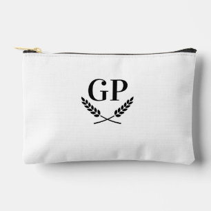 Glamourous laurel crest monogram logo cosmetic bag