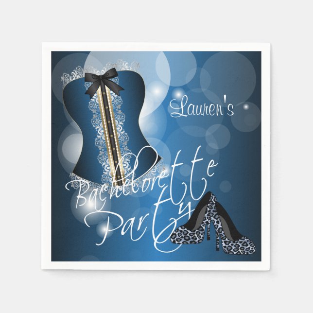 Glamourous Lingerie Bachelorette Party  | Blue Napkin (Front)