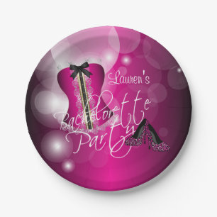 Glamourous Lingerie Bachelorette Party   Hot Pink Paper Plate
