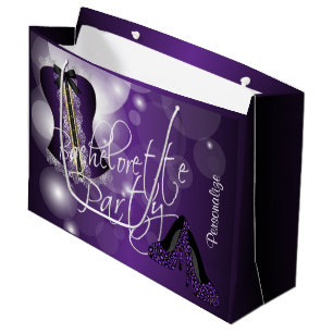 Glamourous Lingerie Bachelorette Purple Bokeh Large Gift Bag