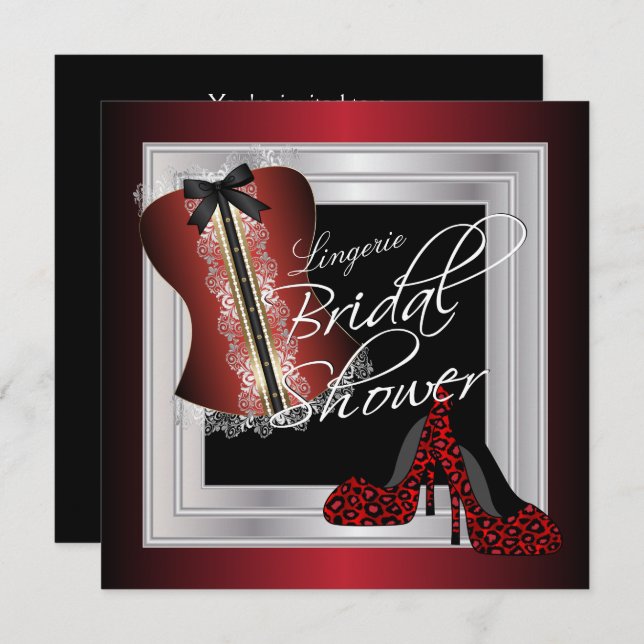 Glamourous Lingerie Bridal Shower | Dark Red Invitation (Front/Back)