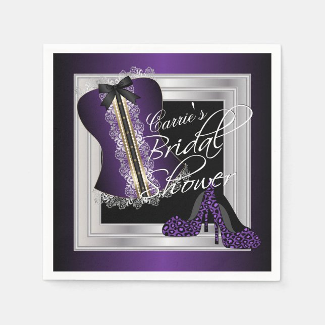 Glamourous Lingerie Bridal Shower | Purple Napkin (Front)