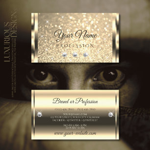 Glamourous Luminous Sparkle Gold Glitter Diamonds Business Card
