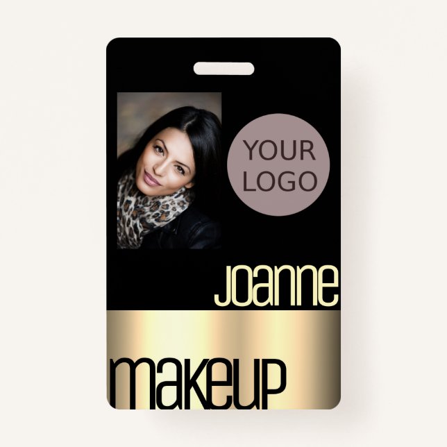 Glamourous Luxury Elegant Beauty Salon Rose Gold ID Badge (Front)