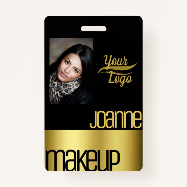 Glamourous Luxury Golden Elegant Beauty Salon Gold ID Badge (Front)
