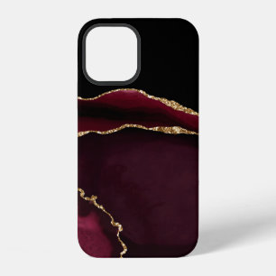 Glamourous Marble Agate Chic Black Purple Gold iPhone 12 Case