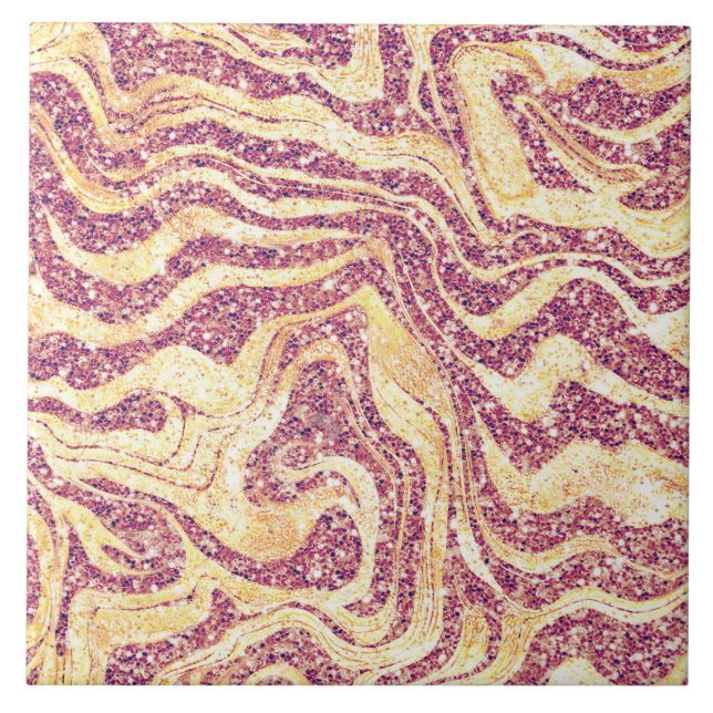   Glamourous Marbly Blush Pink & Rose Gold Glitte Ceramic Tile (Front)