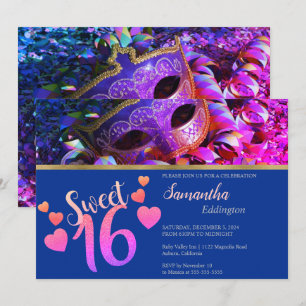 Glamourous Masquerade Sweet 16 Invitation