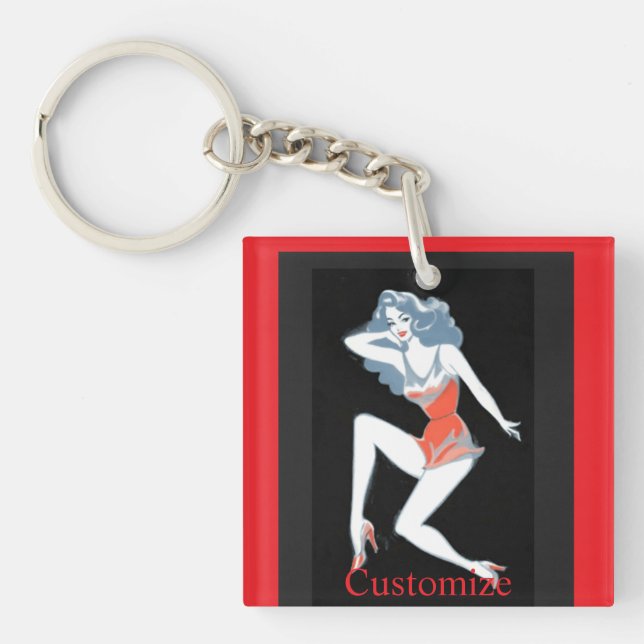 Glamourous Model Posing Thunder_Cove Key Ring (Front)