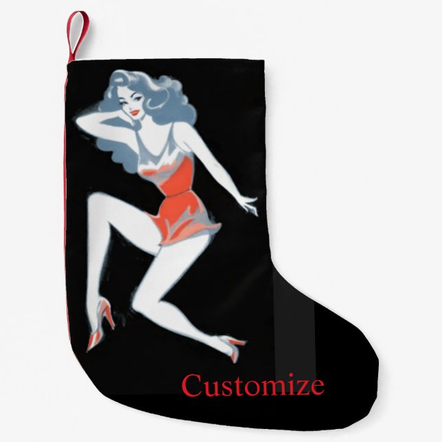 Glamourous Model Posing Thunder_Cove Small Christmas Stocking (Front)