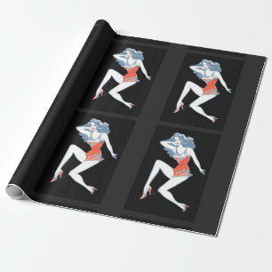 Glamourous Model Posing Thunder_Cove Wrapping Paper