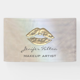 Glamourous modern chic faux gold lips holographic banner