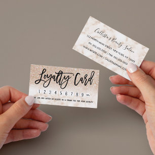 Glamourous Modern Chic Gold Glitter Marble Loyalty Card