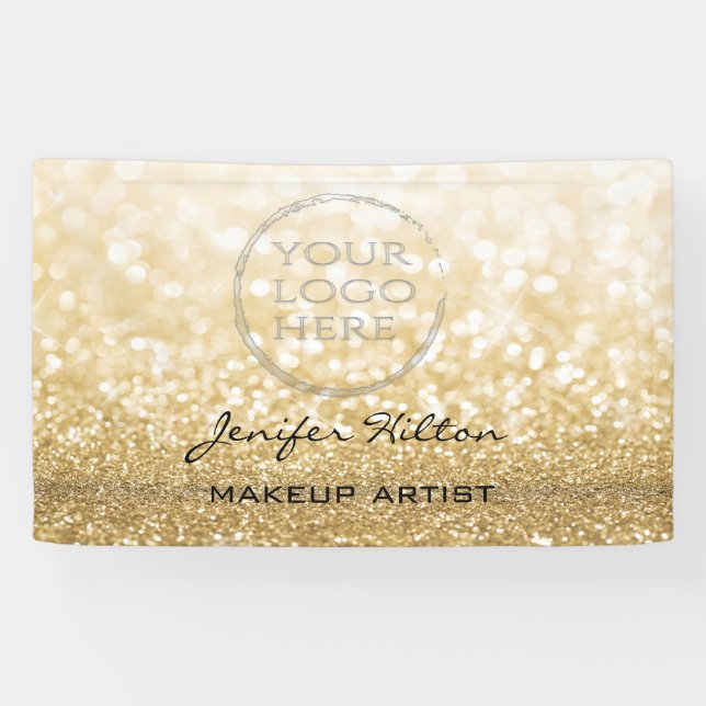 Glamourous modern chic gold glittery custom logo banner (Horizontal)