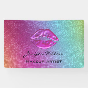 Glamourous modern chic holographic rainbow  lips banner