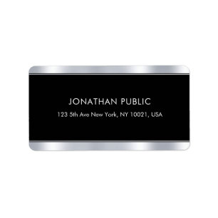 Glamourous Modern Elegant Black Silver Template Label