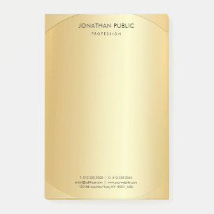 Glamourous Modern Minimalist Custom Gold Look Post-it Notes