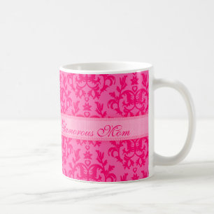 Glamourous Mum damask hot pink mug