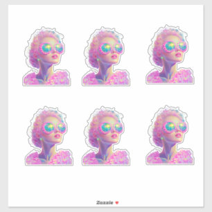 Glamourous Neon Woman with Sparkling Glasses